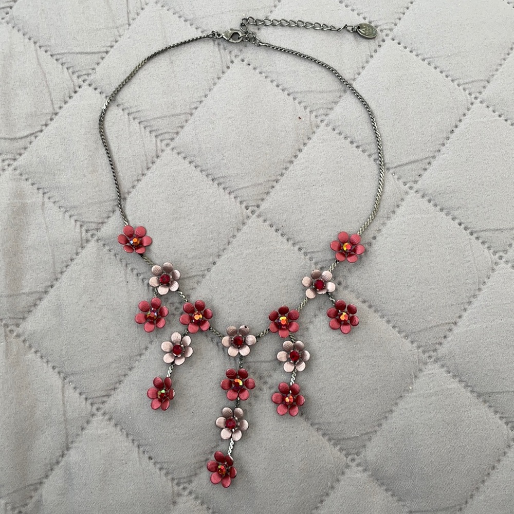 Pink floral statement necklace